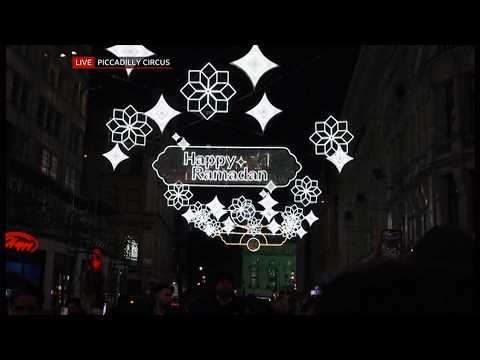 Ramadan lights turned on in Piccadilly Circus in London (UK) 13/Feb/2026
