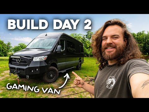 Building My New Gaming Camper Van - Plumbing, Heater, Bedroom, and NEW COLOR! (Episode 2)