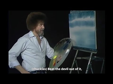 Bob Ross paints a Winter Barn and talks having chickens as a boy