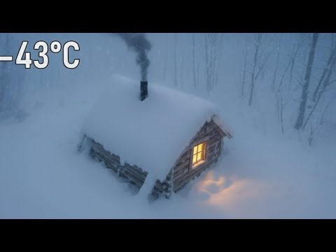 I Survived a -43°C Blizzard in a Wooden Cabin | Extreme Off Grid Winter Life