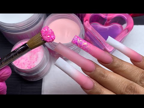 WATCH ME WORK WITH NON DOMINANT HAND/ PINK ACRYLIC NAILS WITH ANIMAL PRINT