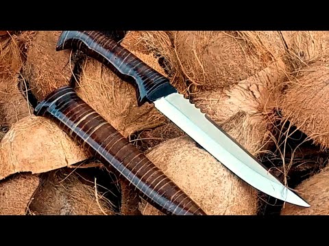 proses full membuat pisau dari kikir bekas dan gagang sarung dari tempurung kelapa #makingknifes