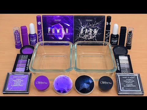 Purple vs Black - Mixing Makeup Eyeshadow Into Slime ASMR