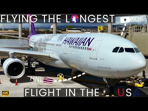 [4K] – Flying THE Longest Commercial Flight In The USA – Hawaiian – Airbus A330-243 – BOS-HNL – HA89
