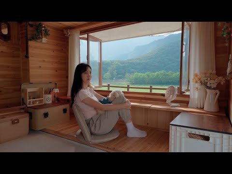 🚛어딜가나 그림이 된다!통창이 있는 트럭으로 무릉도원같은 라벤더 밭 차박여행 | 폭립과 짜파게티 | 풍경화