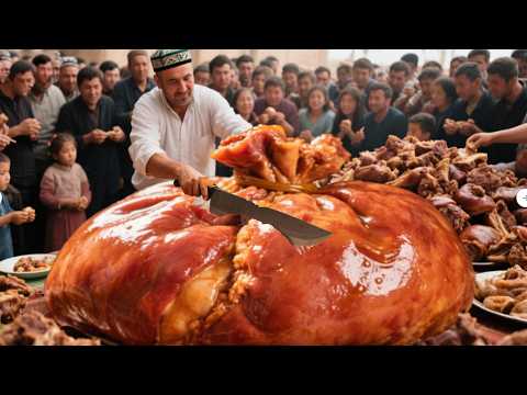 In Kashgar  Xinjiang  a giant stomach-filled meat can sell for 700 yuan in the Bazaar  and a piece