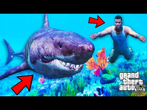 Franklin Trying To escape Horror Sea Monster In GTA 5 | SHINCHAN and CHOP
