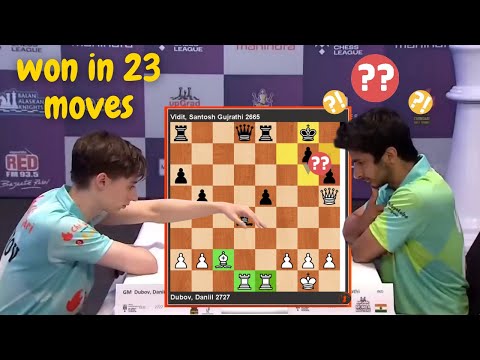 🎦 Dubov smiles after Rook sacrifice against Vidit Gujrathi in Global Chess League