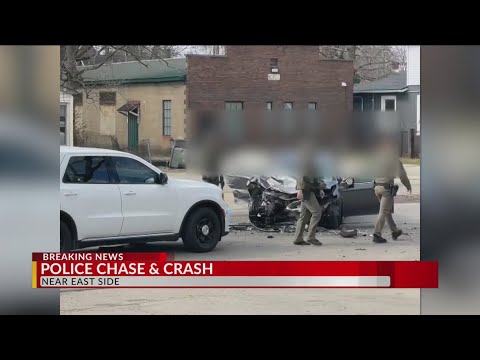 Wanted felon crashes into vehicle while fleeing police on near east side