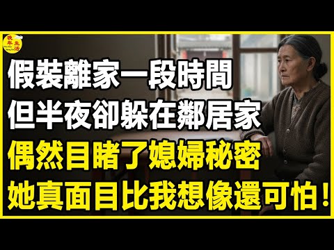 我65歲，假裝離家一段時間，但半夜卻躲在鄰居家，偶然目睹了媳婦秘密，她真面目比我想像還可怕！#晚年生活 #中老年生活 #為人處世 #生活經驗 #情感故事 #幸福人生 #上了年紀該明白的事