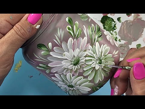 Aprende, Pinta flores en Frascos de Cristal/ no los tires