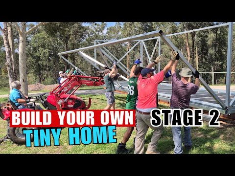 Build Your Dream Tiny Home from Scratch Series! 'Stage 2' DIY, Constructing the walls & Roof!
