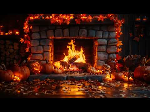 🍁 Autumn Fireplace 4K 🔥 Peaceful Crackling Fire for Sleep, Relax & Focus