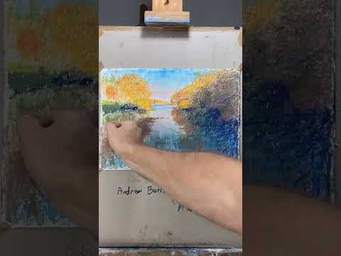 Oil pastels | Mawgan Creek Cornwall #oilpastels #pastelsdrawing #landscapedrawing #drawing