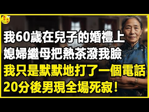 我60歲，在兒子的婚禮上，媳婦繼母把熱茶潑我臉，我只是默默地打了一個電話，20分後男現全場死寂！#中老年生活 #為人處世 #生活經驗 #情感故事 #幸福人生 #上了年紀該明白的事