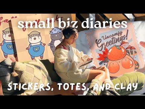 Making New Things: Tote Bags, Sticker Sheets, Enamel Pins, & Clay Items! ✿ Studio Vlog