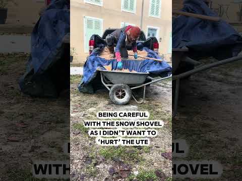 Moving half a ton of sand out of the pick up - first frost #pickup #frozen #girlpower 💪