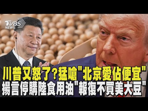 川普又怒了? 猛嗆「北京愛佔便宜」 揚言停購中國大陸食用油「報復不買美國大豆」｜TVBS新聞 @TVBSNEWS02