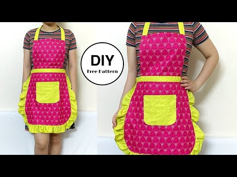 FREE PATTERNπ Diy sew Cute Apron | Easy Sewing Tutorial for Beginner