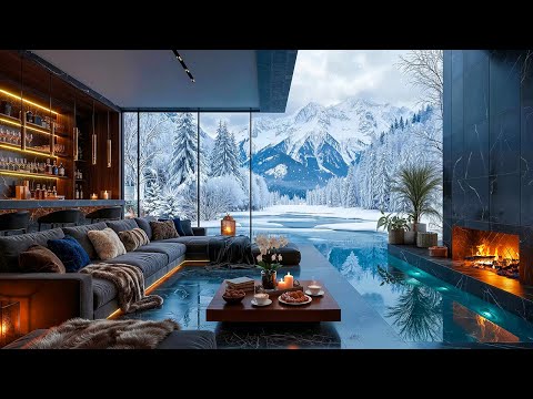 Winter Jazz In A Cozy Living Room ❄️ Soft Jazz Instrumental Music & Fireplace Sounds for Working