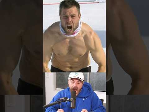 40-year-old snowboarder goes shirtless