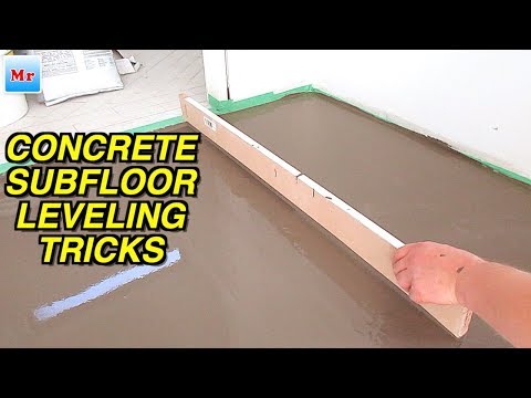 Concrete Floor Leveling Tricks with Baseboard Instead of Straight Edge
