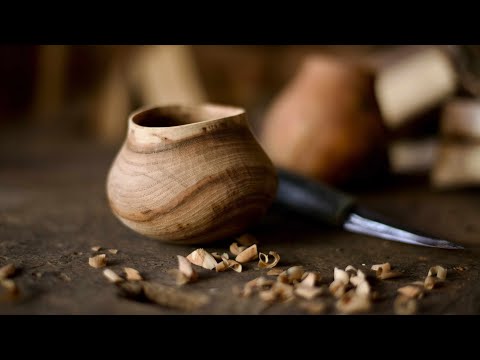 Calm Carving | Making A Free-Form Cup From An Elm Log Using Only Hand Tools