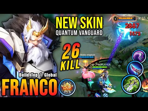 26 Kills!! Quantum Vanguard Franco New MPL Skin!! - Build Top 1 Global Franco ~ MLBB