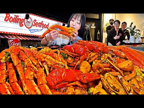 INSANE Boiling Crab Tower! Owner Speechless! King Crab & Lobster Feast
