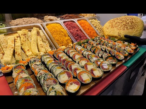 Egg omelet Kimbap! all ingredients are handmade - korean street food