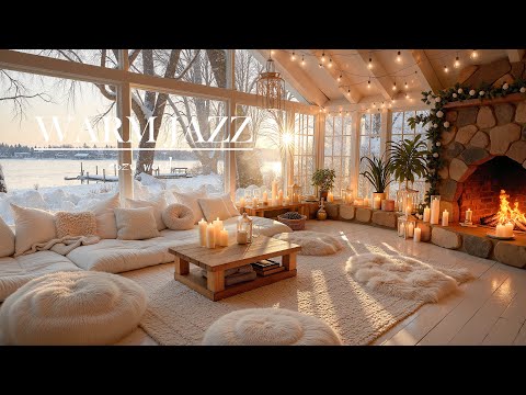 Winter Chill Jazz ❄️ Cozy Lakeside Evening Ambience for Calm & Stress Relief