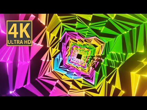 Rainbow Color VJ LOOP NEON Metallic Tunnel Abstract Background Video 4k Calming ASMR Screensaver 10h