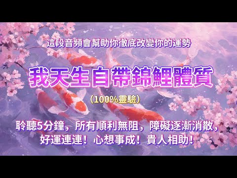 ⚠️這段音頻會幫助你徹底改變你的運勢，只需聆聽5分鐘，奇蹟般的幸運引力瞬間啟動你的錦鯉體質！所有順利無阻，障礙逐漸消散，好運連連，心想事成，貴人相助！（100%靈驗） 吸引力法則