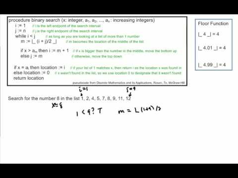 Algorithm: Binary Search Example 1