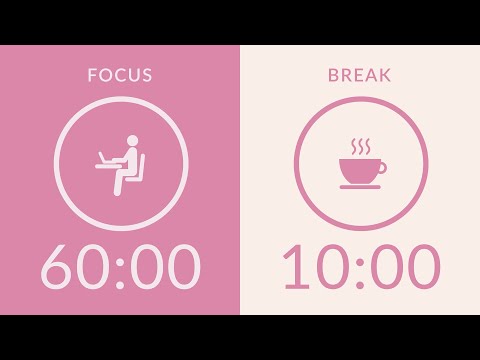60/10 Pomodoro Timer with Pink Noise 🎧 4-Hour Study with Me for Deep Focus & ADHD ✨