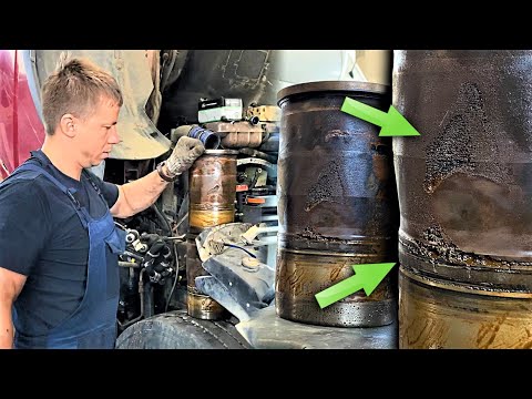 КАВИТАЦИЯ СЪЕДАЕТ МЕТАЛЛ. Mercedes Actros, пробег 1.6 млн, газы в системе охлаждения. OM501 V6