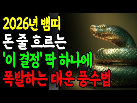 [2026년 뱀띠 대운 풍수] 뱀띠, 돈은 여기서 갈립니다 ‘이 자리’ 비우지 않으면 돈이 안 들어옵니다ㅣ돈이 갈리는 곳 알면 2026 대운 시작입니다 #뱀띠 #재물운상승