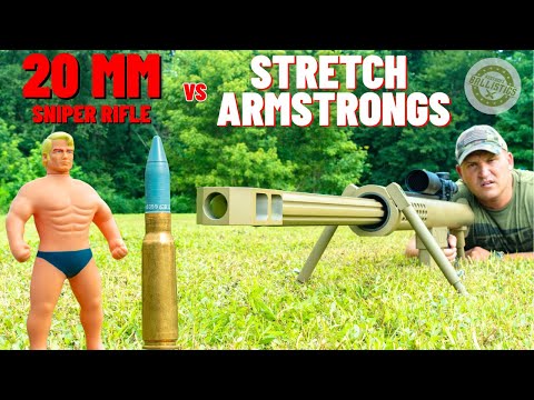 20 MM Sniper Rifle vs Stretch Armstrongs