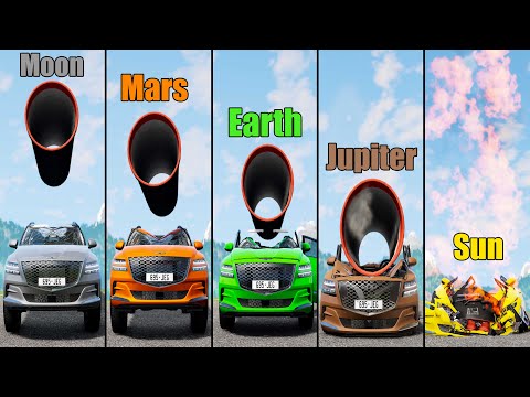 Gravity Difference #6 - Earth, Moon, Jupiter, Mars, Sun - Beamng drive