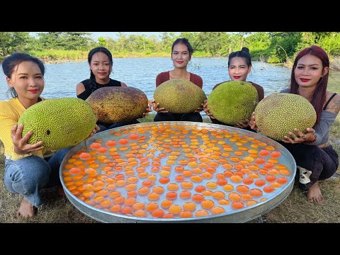 Amazing cooking jackfruit crispy with fresh egg recipe in my countryside