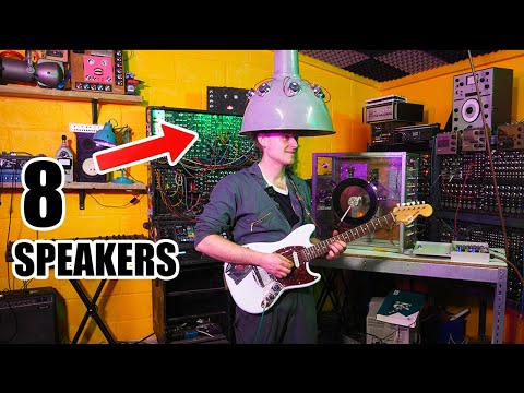 8 SPEAKERS IN A CIRCLE IN A LAMPSHADE TO MAKE A TAPE MACHINE SPIN SOUND AROUND YOUR HEAD