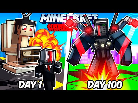 I Survived 100 Days as a PHONEMAN in Hardcore Minecraft!