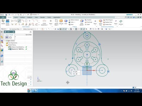Unigraphics NX- Sketch Example 3 with constraints and Dimensioning for beginners