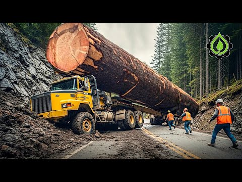 Extreme Dangerous Big Logging Wood Truck Driving Skill | Fastest Chainsaw Cutting Tree Machines #4