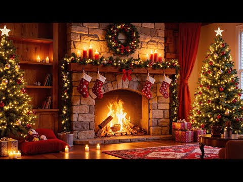 Warm Fireplace Ambience 🎄 Relaxing Christmas Music and Fireplace Ambience for Focus & Calm