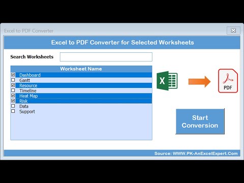 Excel to PDF converter for selected worksheets