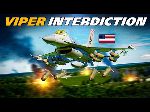 NATO F-16C Viper - Cluster Munitions Carpet Advancing Soviet Forces | Digital Combat Simulator | DCS