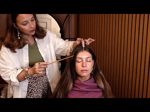 ASMR lo-fi crispy cocoon wrap, crystal healing reiki & tension release hair pulling
