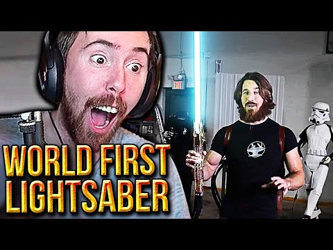 Asmongold Reacts to The World First Real LIGHTSABER Build | By The Hacksmith