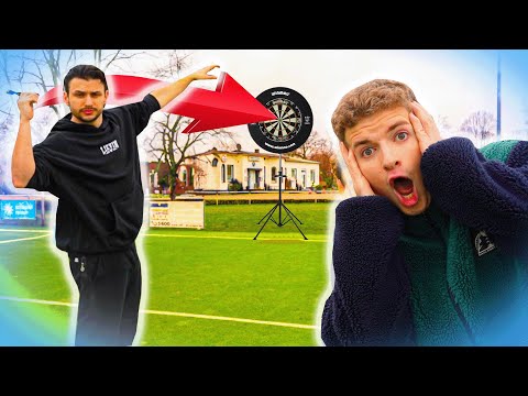 DART BOARD HIT CHALLENGE from ever farther away! 😱🎯 (40-meter attempt)